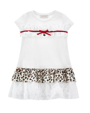 
  
    Monnalisa
  
 Girls White/Leopard Print Dress