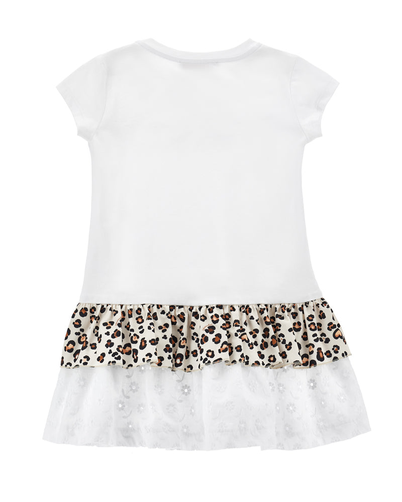 Girls White/Leopard Print Dress