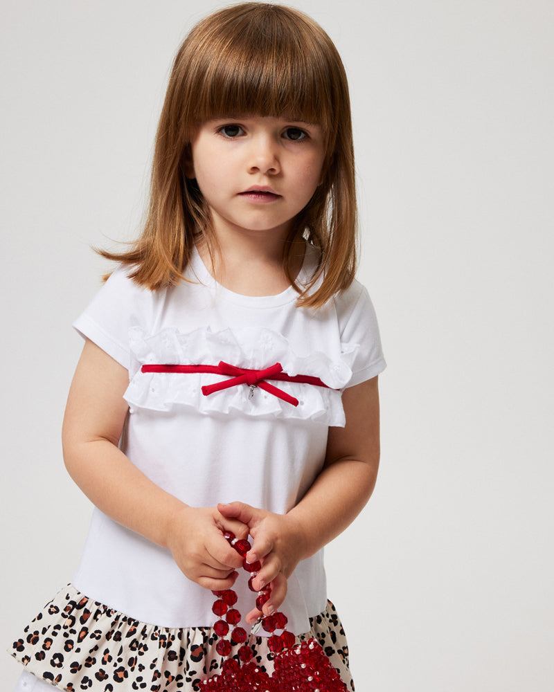 Girls White/Leopard Print Dress