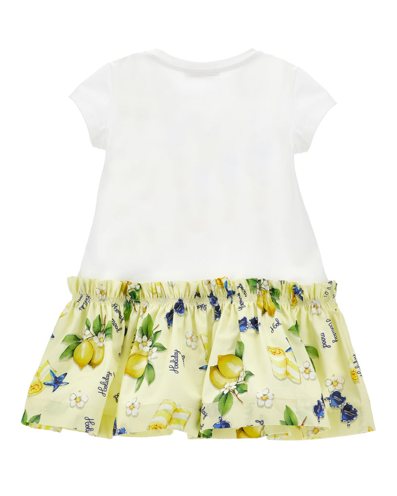 
  
    Monnalisa
  
 Girls White/Yellow Lemon Print Dress