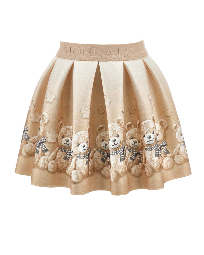 
  
    Monnalisa
  
 Girls Beige Bear Neoprene Skirt