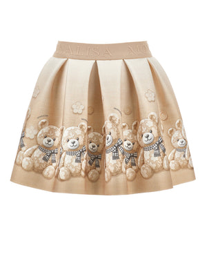 
  
    Monnalisa
  
 Girls Beige Bear Neoprene Skirt
