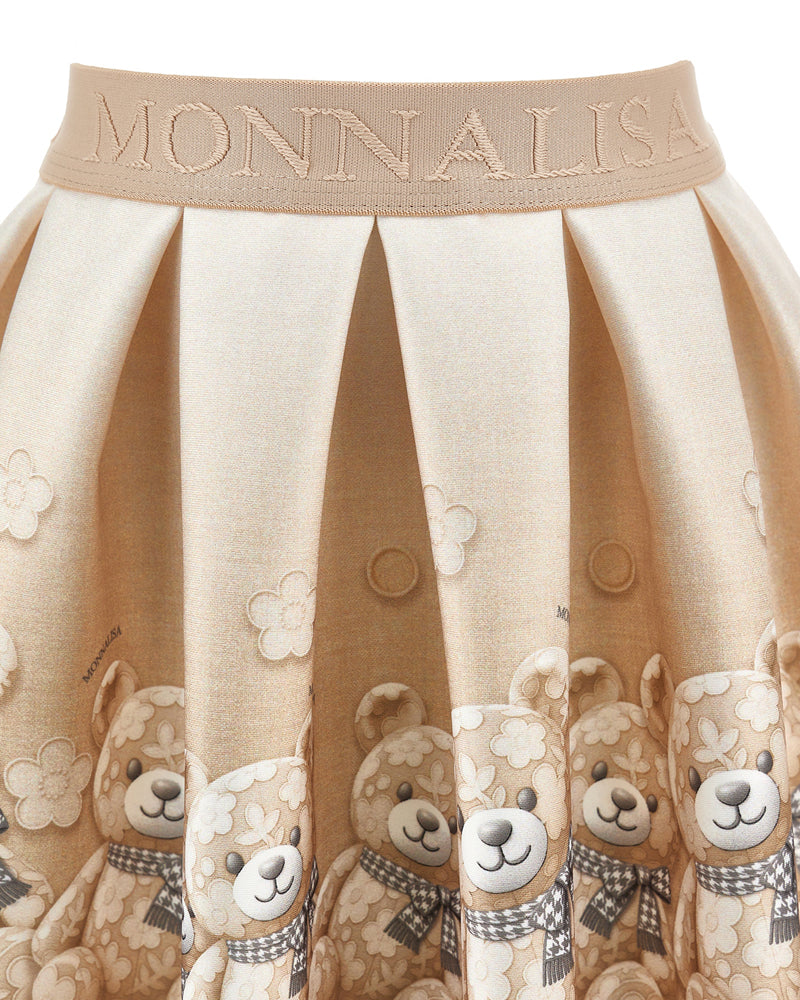 
  
    Monnalisa
  
 Girls Beige Bear Neoprene Skirt