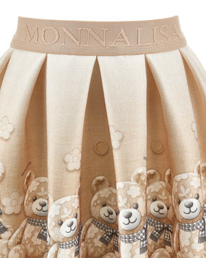 
  
    Monnalisa
  
 Girls Beige Bear Neoprene Skirt