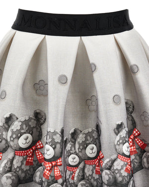 
  
    Monnalisa
  
 Girls Grey Bear Neoprene Skirt