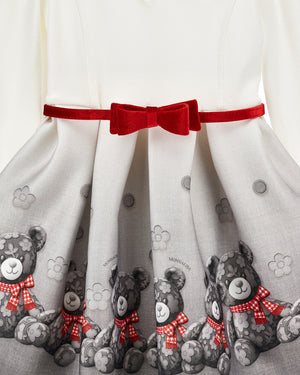 
  
    Monnalisa
  
 Girls White/Grey Teddy Ruffle Neoprene Dress