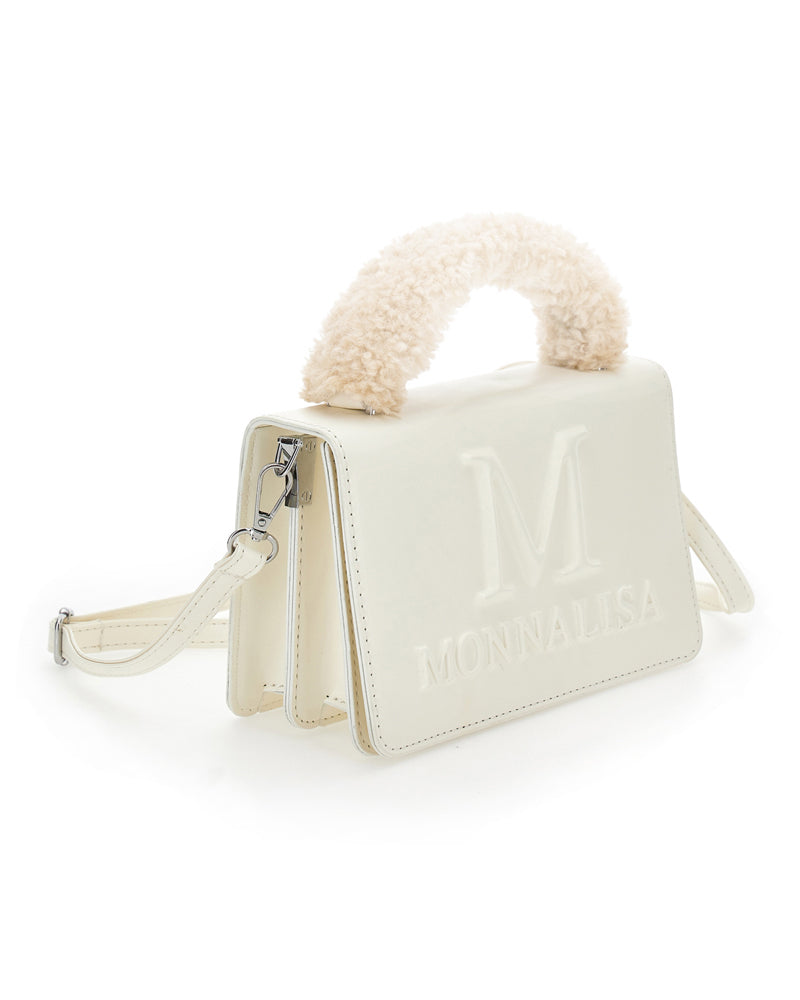 Girls White Fur Handle Purse