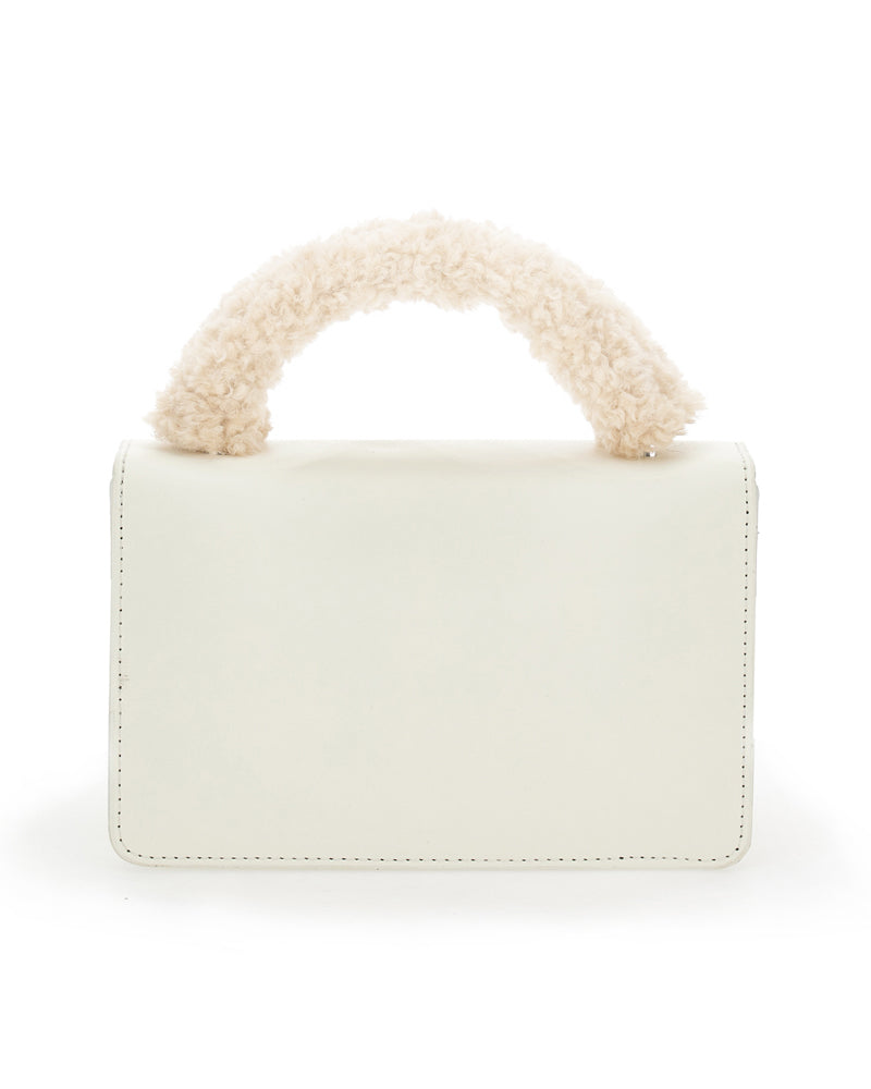 Girls White Fur Handle Purse