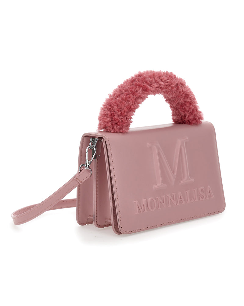 Girls Pink Fur Handle Purse