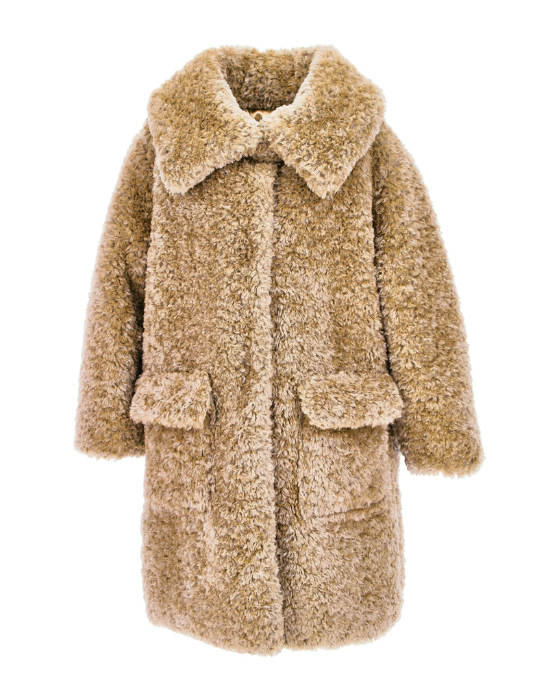 Girls Beige Teddy Coat