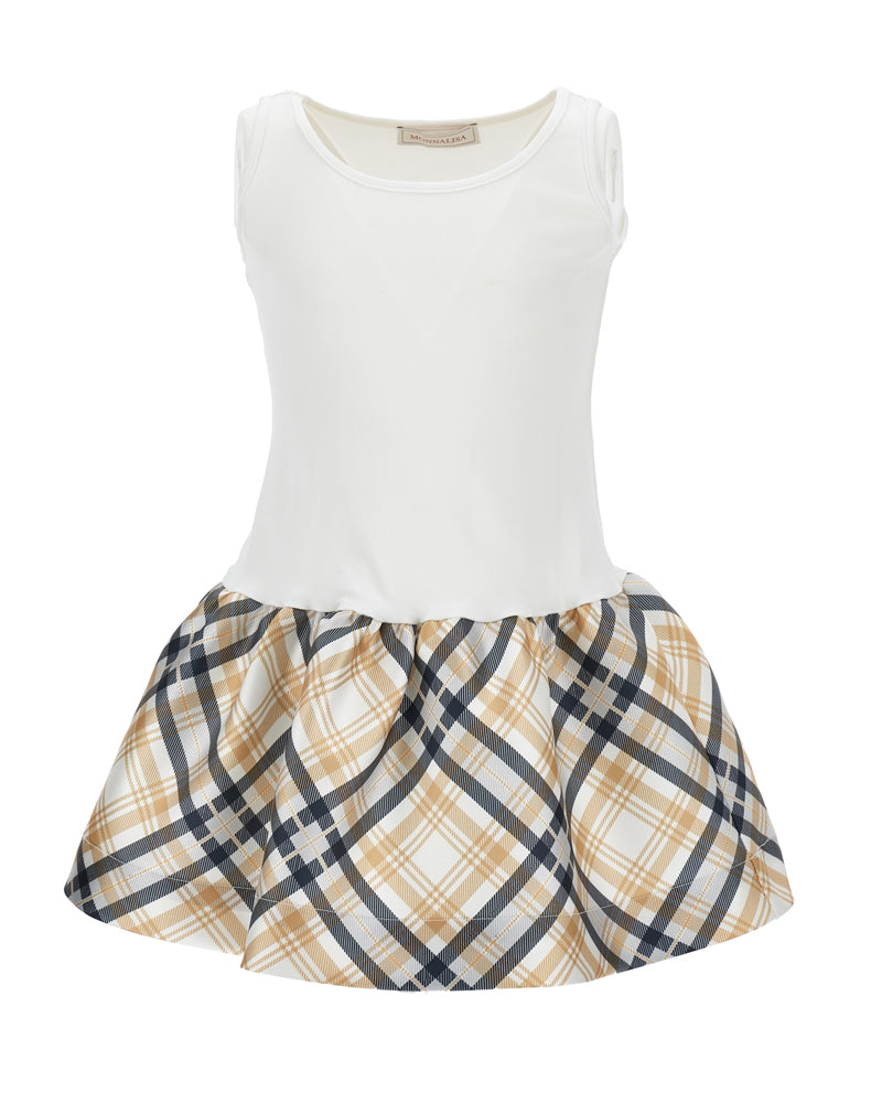 Girls Grey Check Reversible Dress