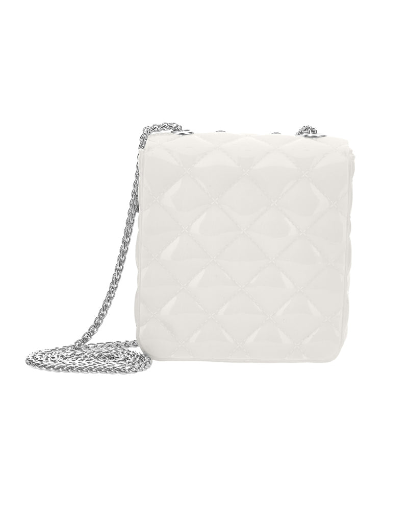 Girls White Diamanté Jelly Bag