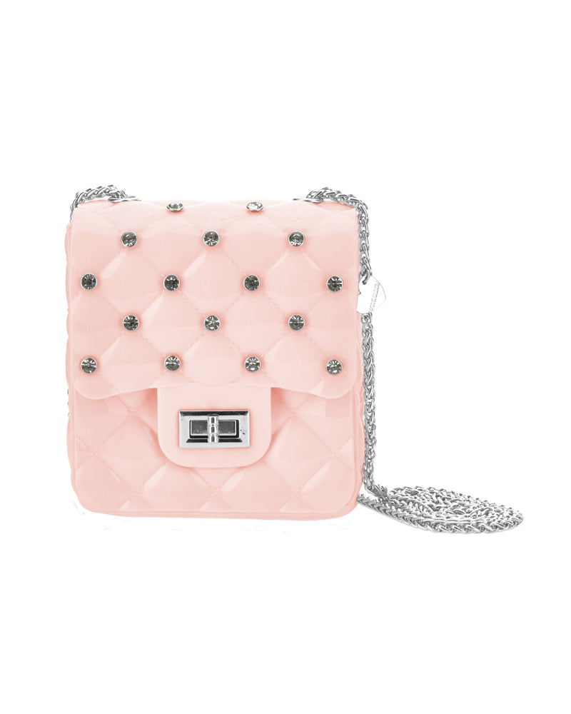 Monnalisa Kids Girls Pink Diamanté Jelly Bag