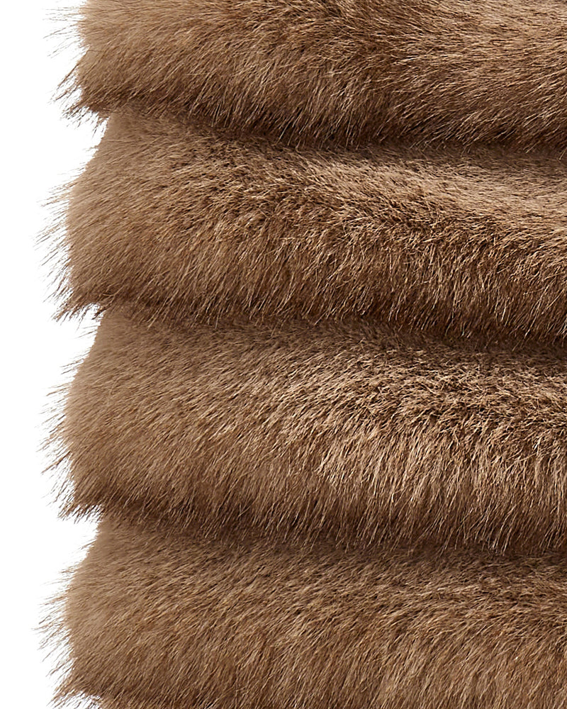 Girls Brown Plush Fur Vest