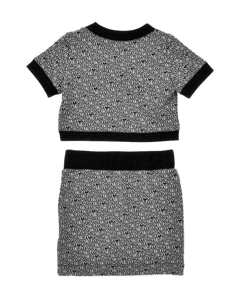 Girls Black Knit Top &amp; Skirt Set