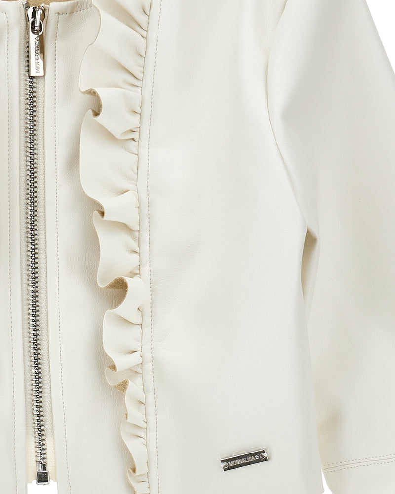 
  
    Monnalisa
  
 Girls White Ruffle Biker Jacket