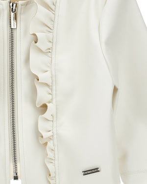 
  
    Monnalisa
  
 Girls White Ruffle Biker Jacket