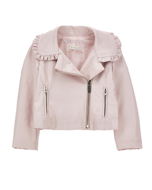 
  
    Monnalisa
  
 Girls Pink Ruffle Biker Jacket