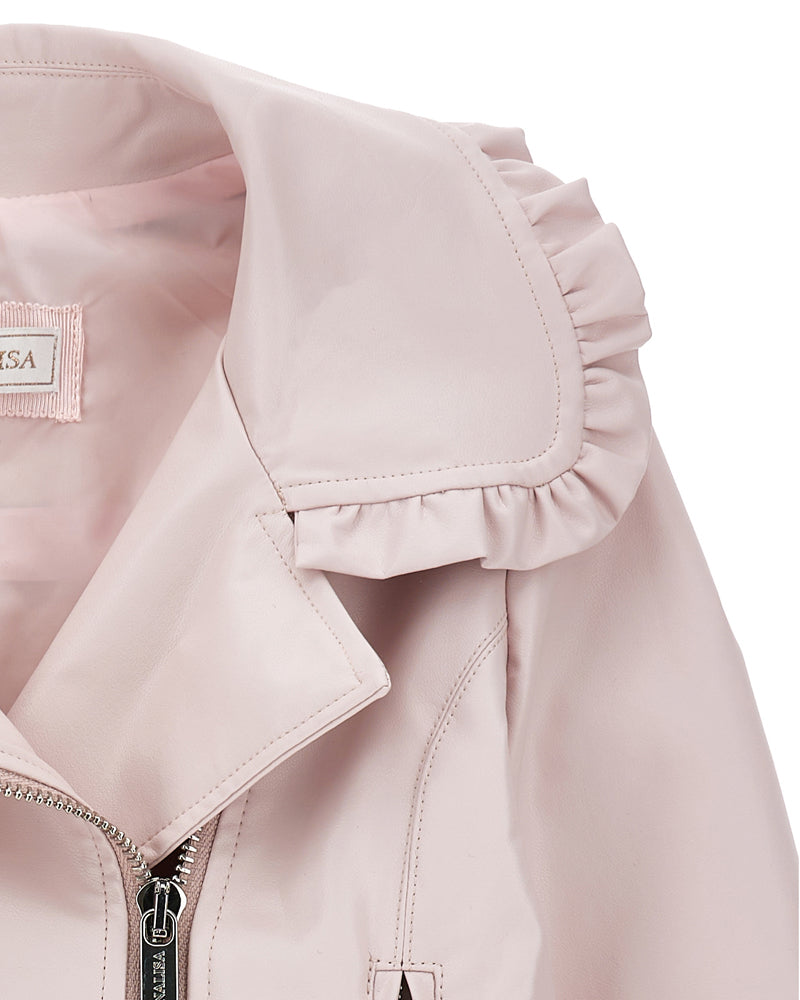 
  
    Monnalisa
  
 Girls Pink Ruffle Biker Jacket