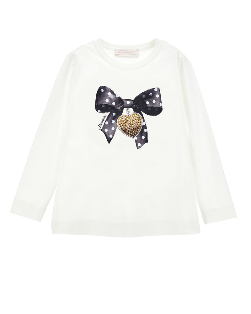 Girls White Bow Top