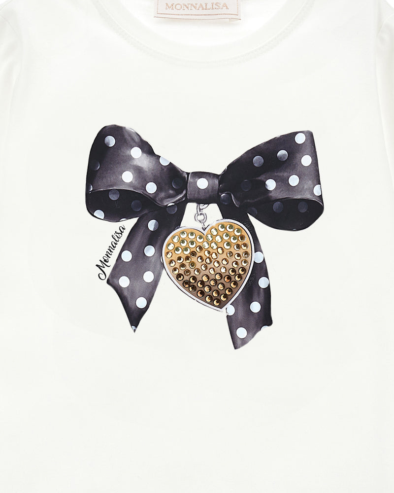 Girls White Bow Top