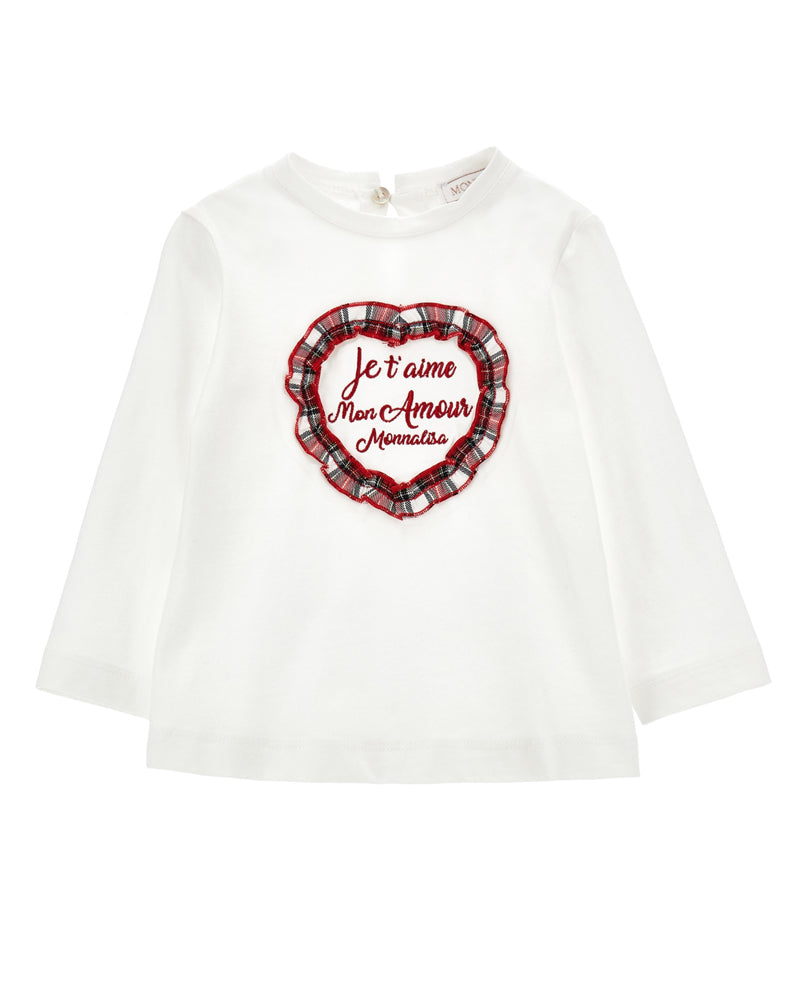 Girls White Heart Top