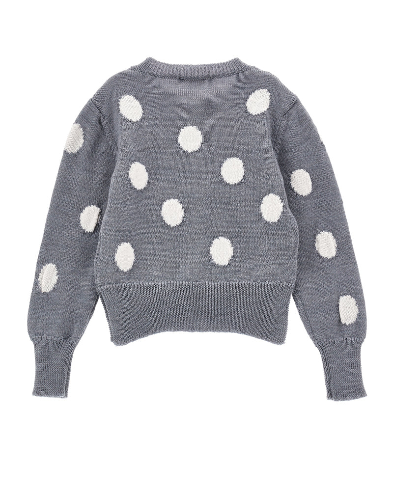 Girls Grey Polka-Dot Knit Cardigan