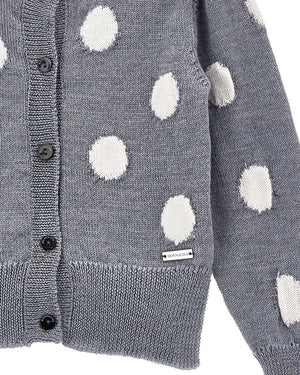 
  
    Monnalisa
  
 Girls Grey Polka-Dot Knit Cardigan