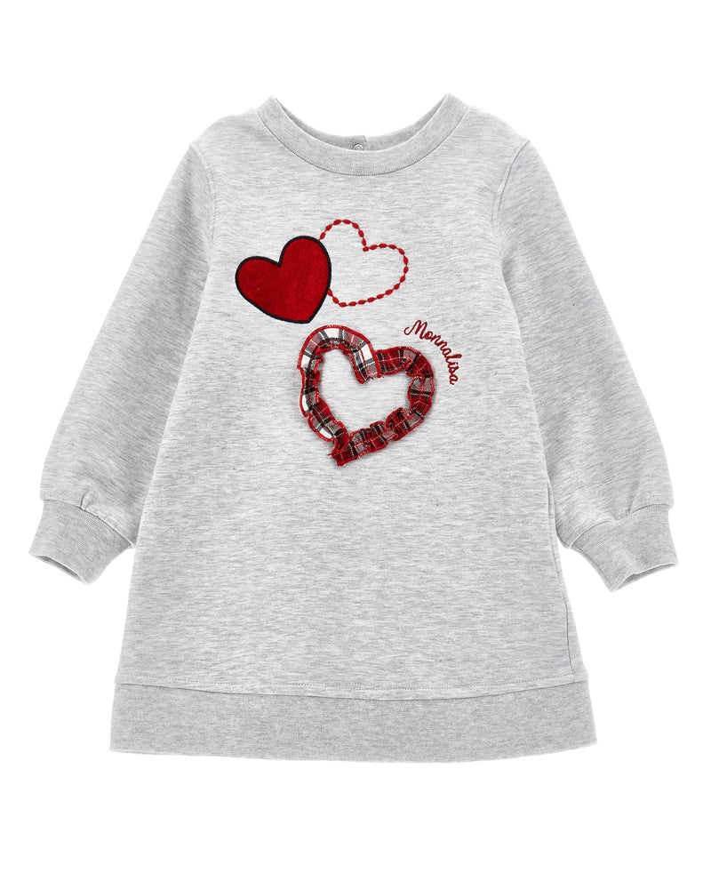 Girls Grey Red Heart Sweater Dress