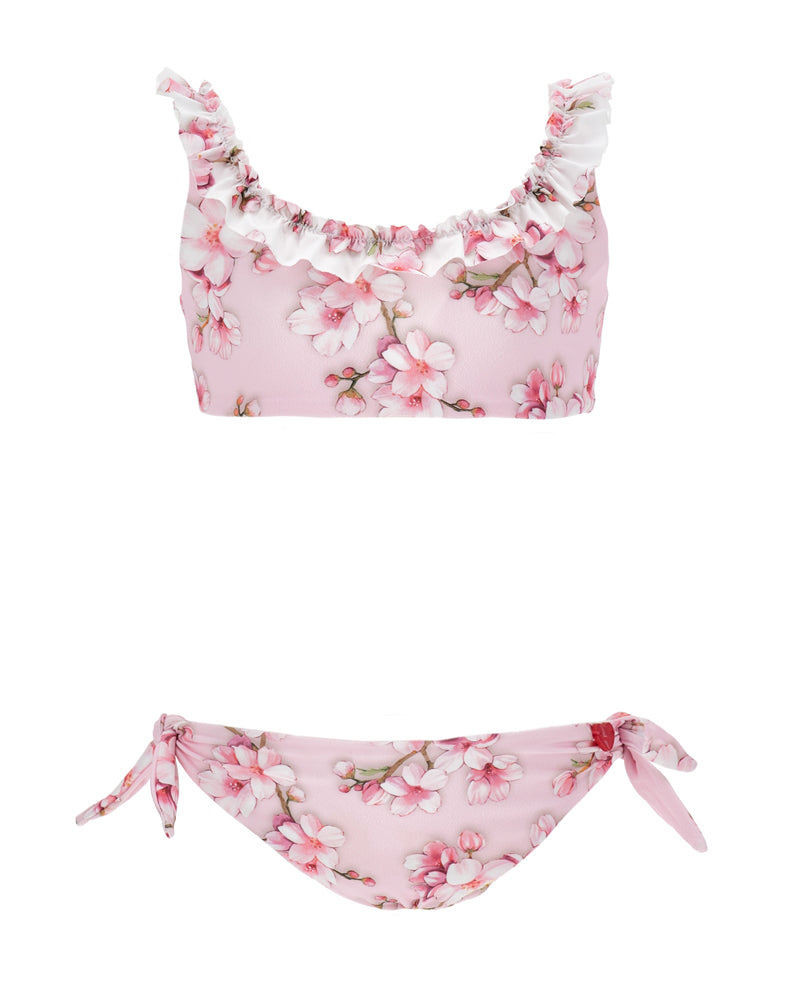 Girls Pink Floral Bikini