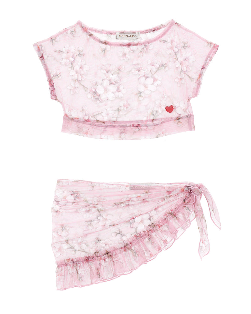 Girls Pink Floral Cover Up