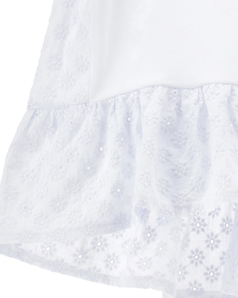 Girls White Eyelet T &amp; Short Set