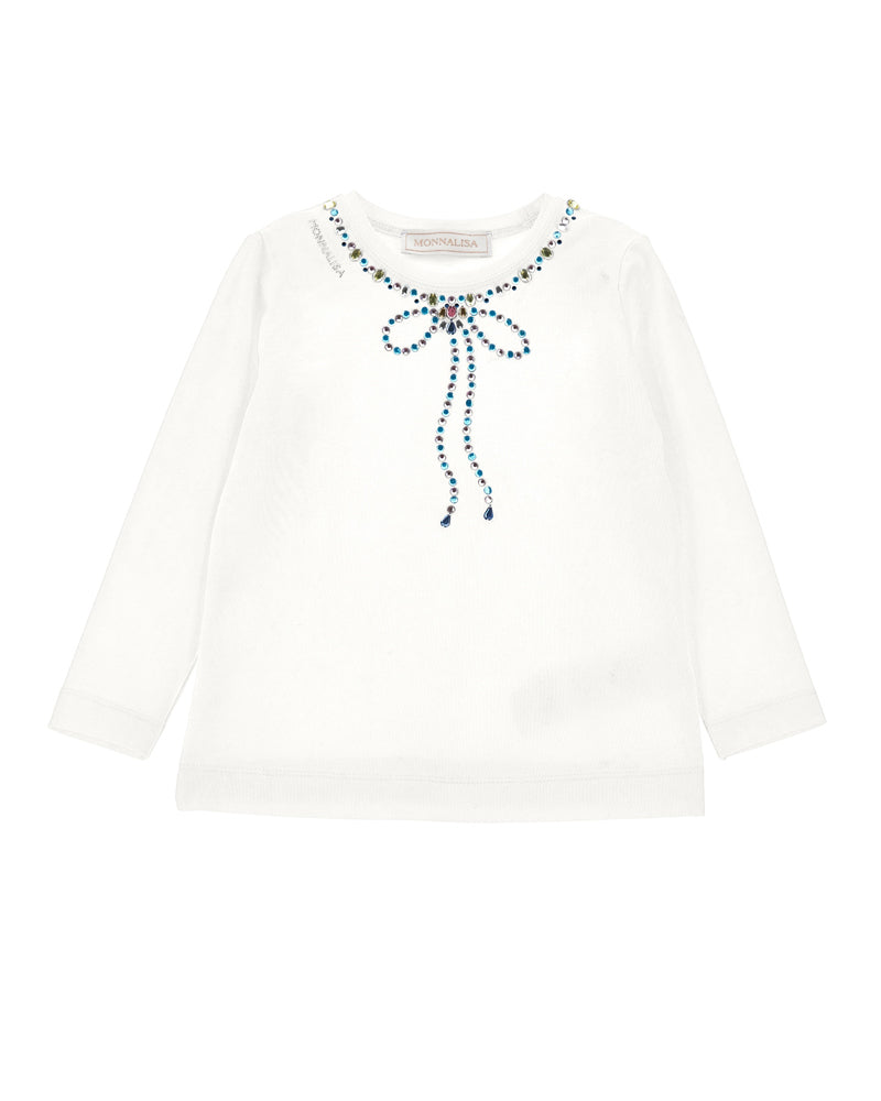 Girls White Bow Collar Top