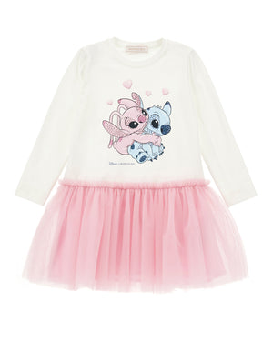 
  
    Monnalisa
  
 Girls White/Pink Lilo & Stitch Dress