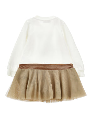 
  
    Monnalisa
  
 Girls White/Brown Crystal Teddy Dress