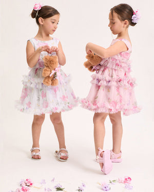 
  
    Monnalisa
  
 Girls White Tulle Floral Dress