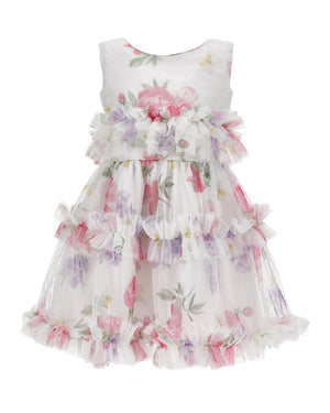 
  
    Monnalisa
  
 Girls White Tulle Floral Dress