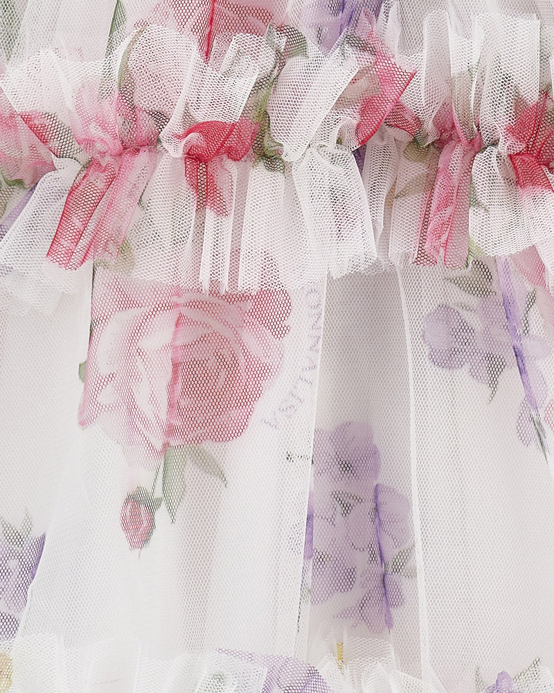 
  
    Monnalisa
  
 Girls White Tulle Floral Dress