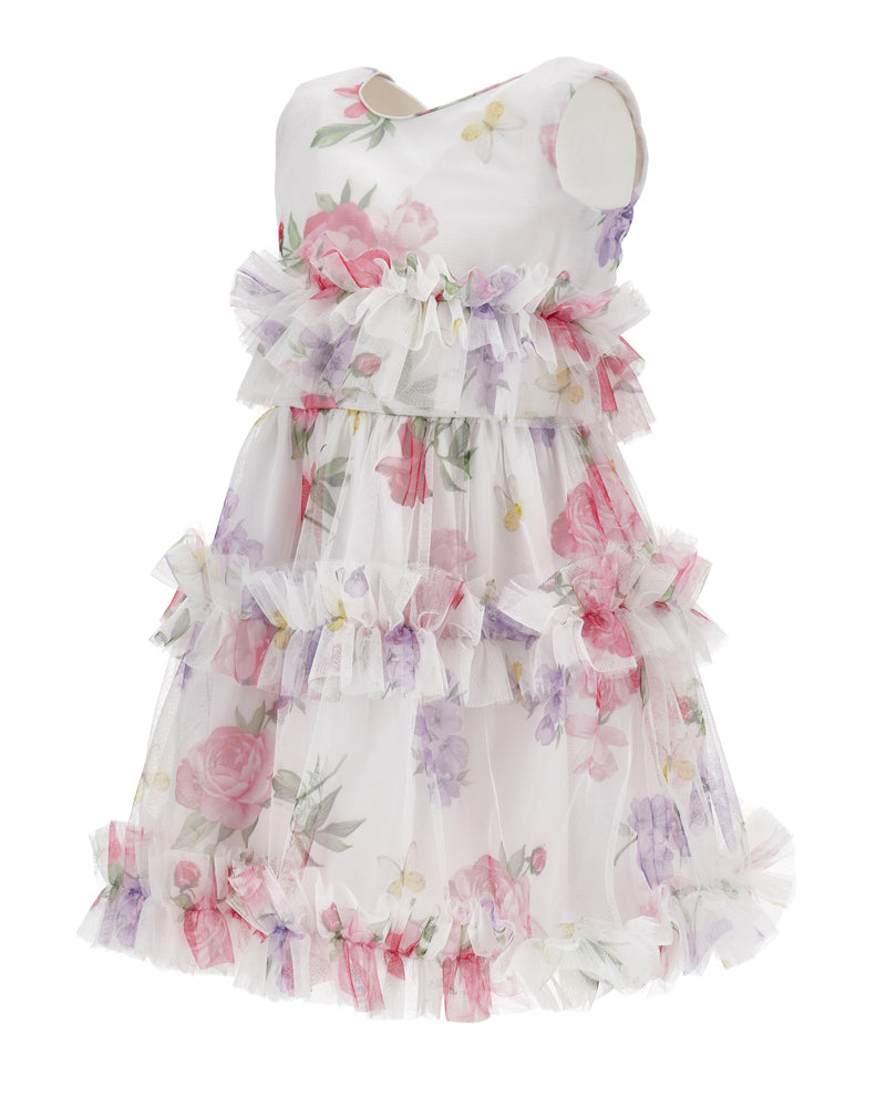 
  
    Monnalisa
  
 Girls White Tulle Floral Dress