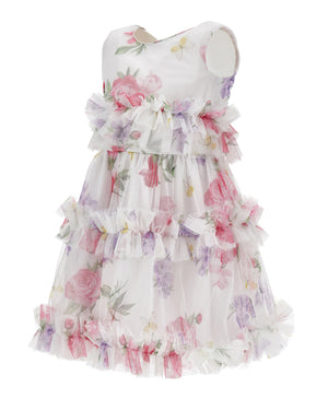 
  
    Monnalisa
  
 Girls White Tulle Floral Dress