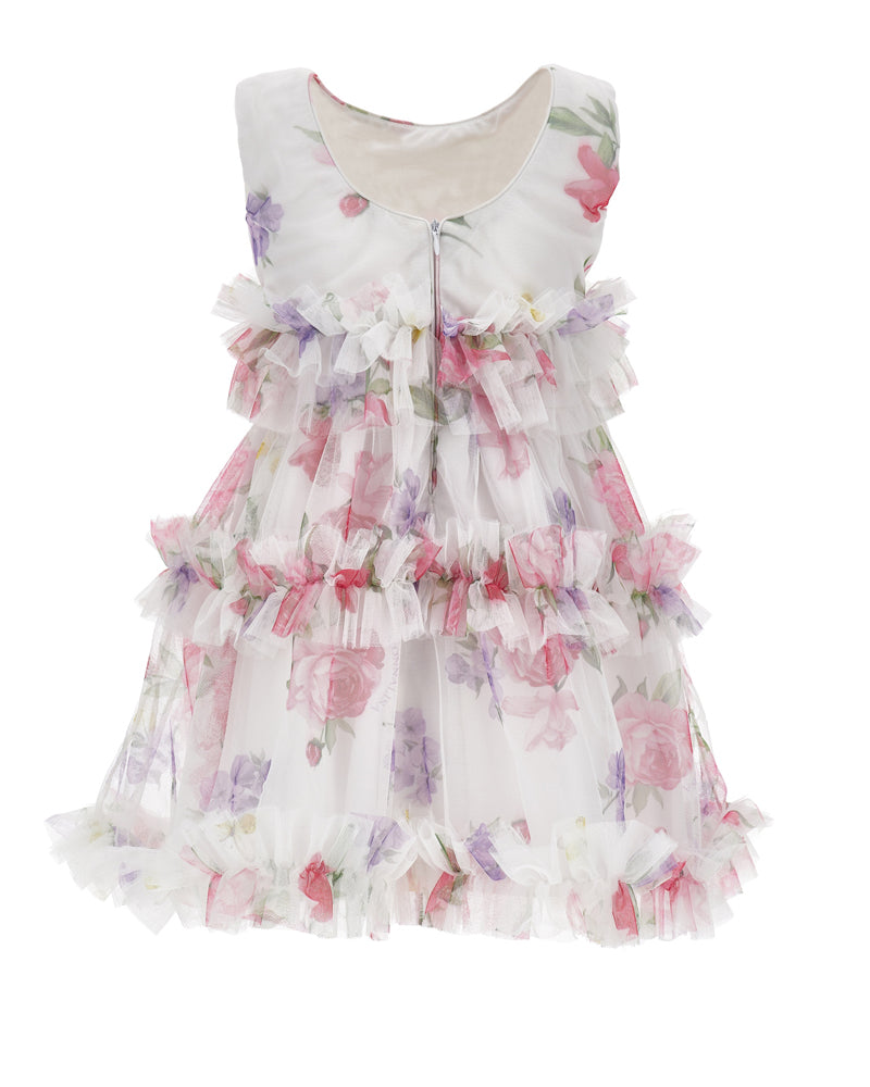 
  
    Monnalisa
  
 Girls White Tulle Floral Dress