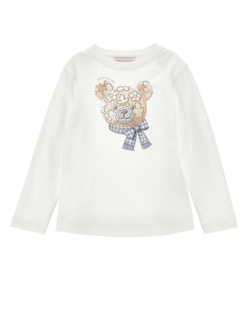 
  
    Monnalisa
  
 Girls Ivory Beige Sequin Teddy Bear Top