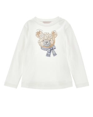 
  
    Monnalisa
  
 Girls Ivory Beige Sequin Teddy Bear Top
