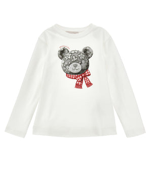 
  
    Monnalisa
  
 Girls Ivory Grey Sequin Teddy Bear Top