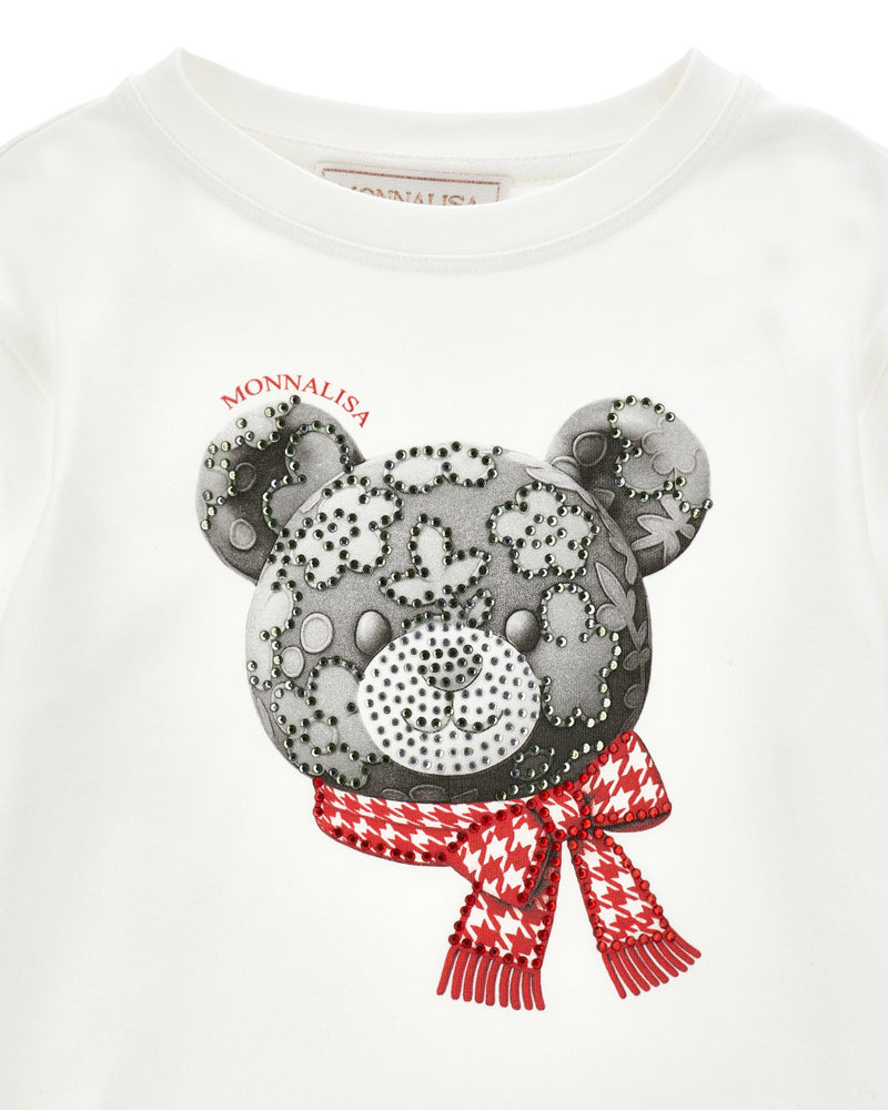 
  
    Monnalisa
  
 Girls Ivory Grey Sequin Teddy Bear Top