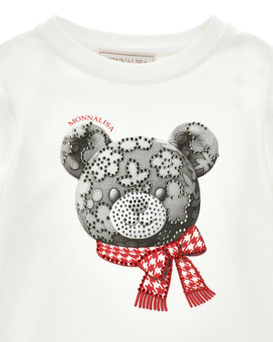 
  
    Monnalisa
  
 Girls Ivory Grey Sequin Teddy Bear Top