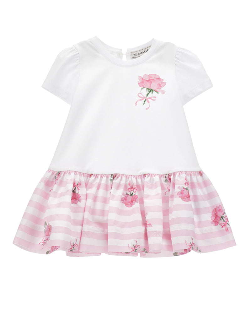 Monnalisa, Baby Girls Pink/White Floral Dress - Main Image