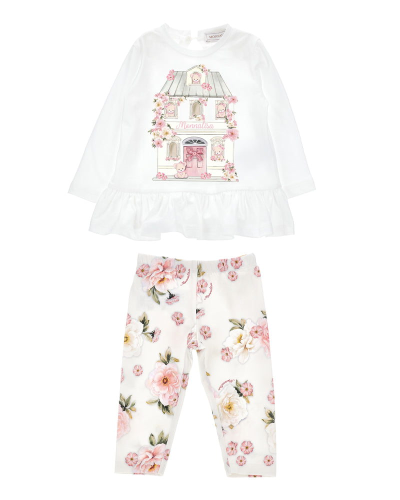 
  
    Monnalisa
  
 Baby Girls White Floral Legging set