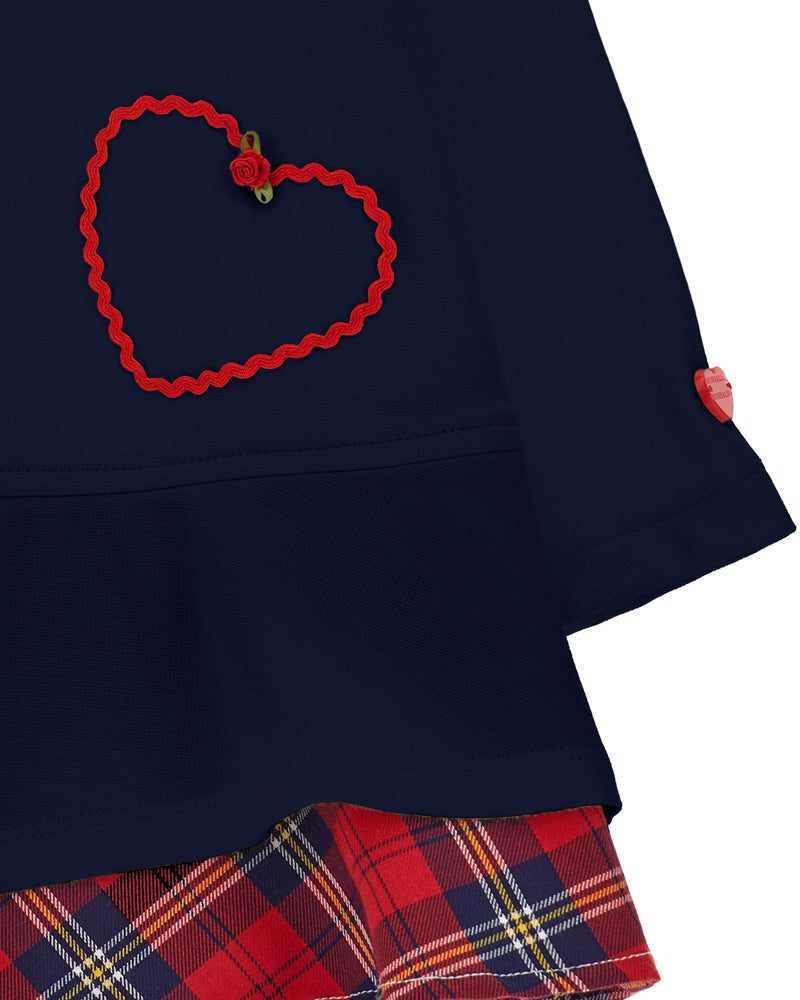 Baby Girls Navy Heart Pocket Dress