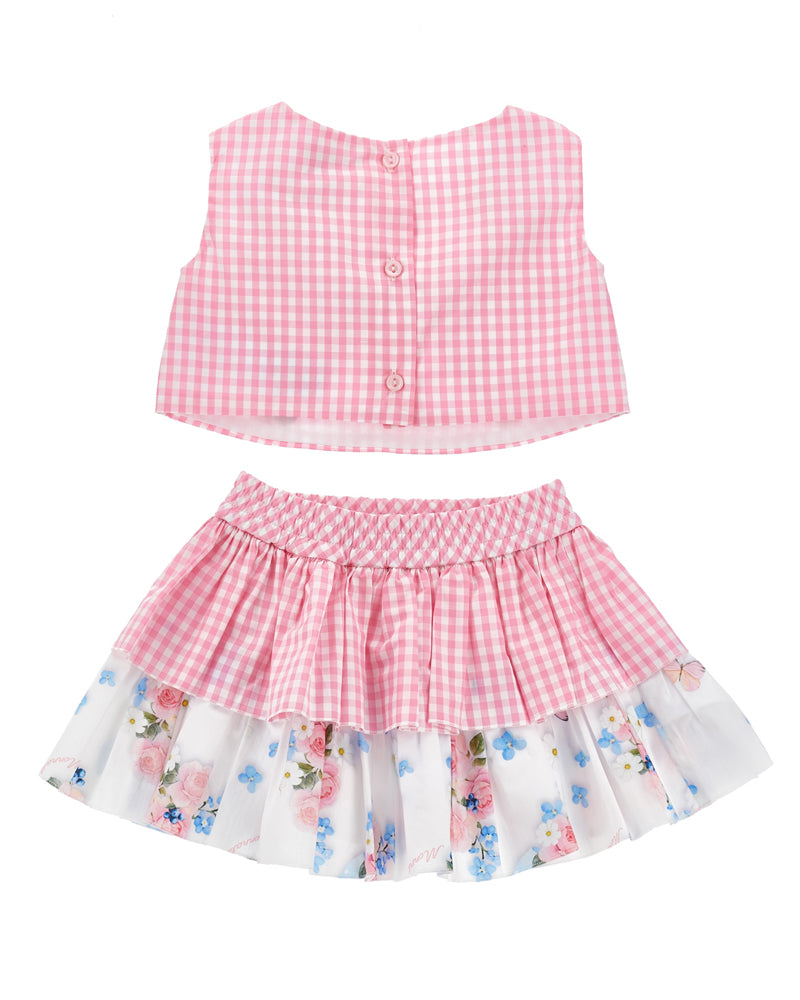 
  
    Monnalisa
  
 Baby Girls Pink Gingham Top & Skirt Set